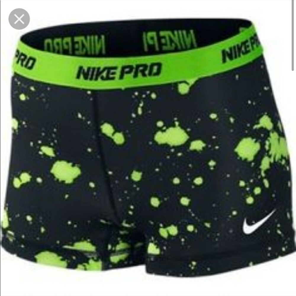 Nike Pro Green Splatter Running Shorts